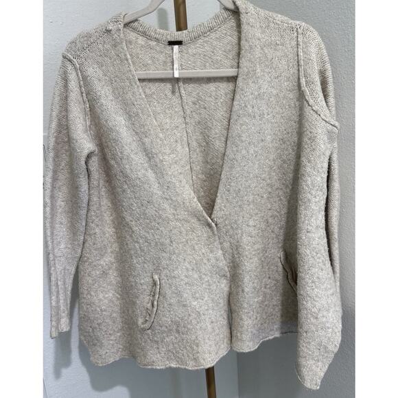 Free People Wool Blend Cardigan Sweater S Oversized Boho Hobo Bohemian Grunge - Picture 1 of 8